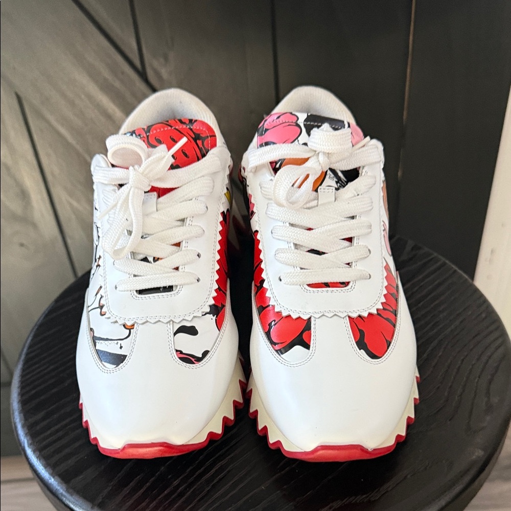 Christian Louboutin Graphic White and Red Sneakers